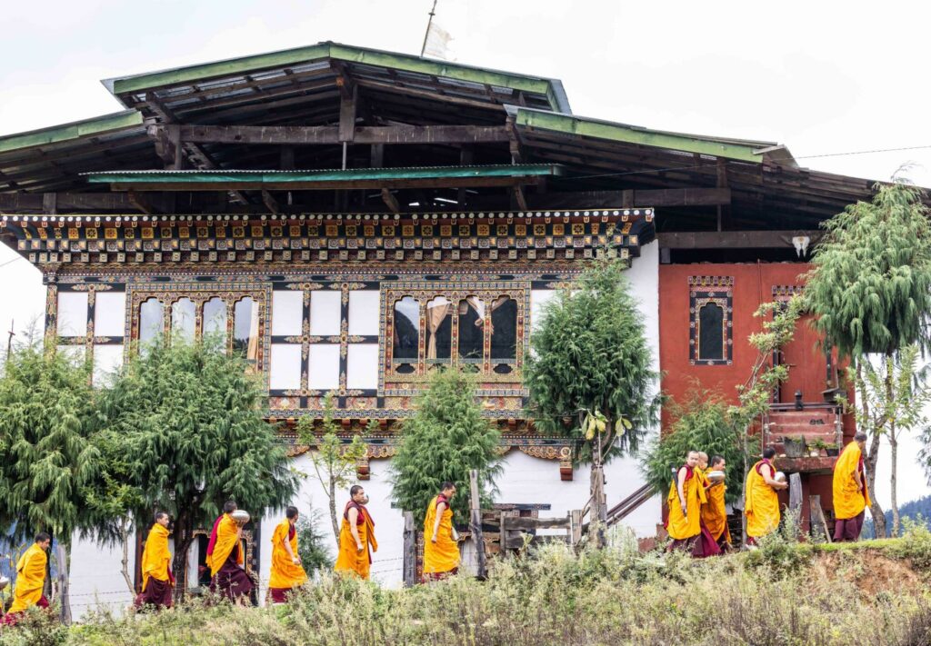 A group of monks in Bhutan